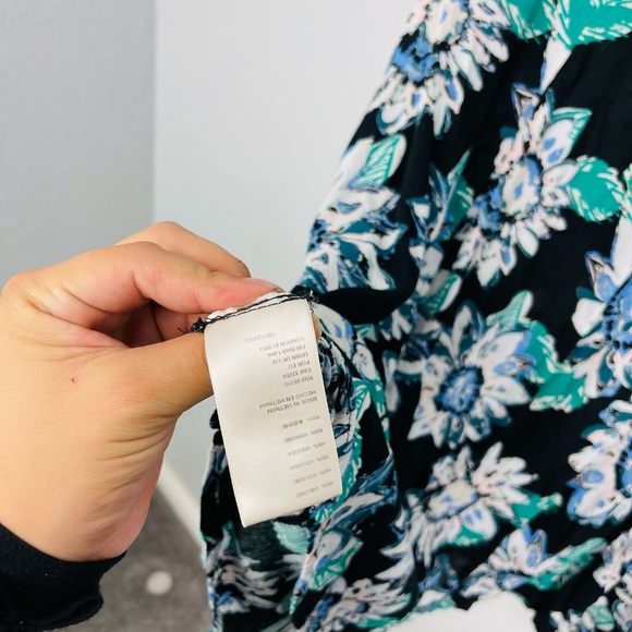 Free People Good Vibrations Button Down Blue Floral Blouse - XS - Picture 9 of 9